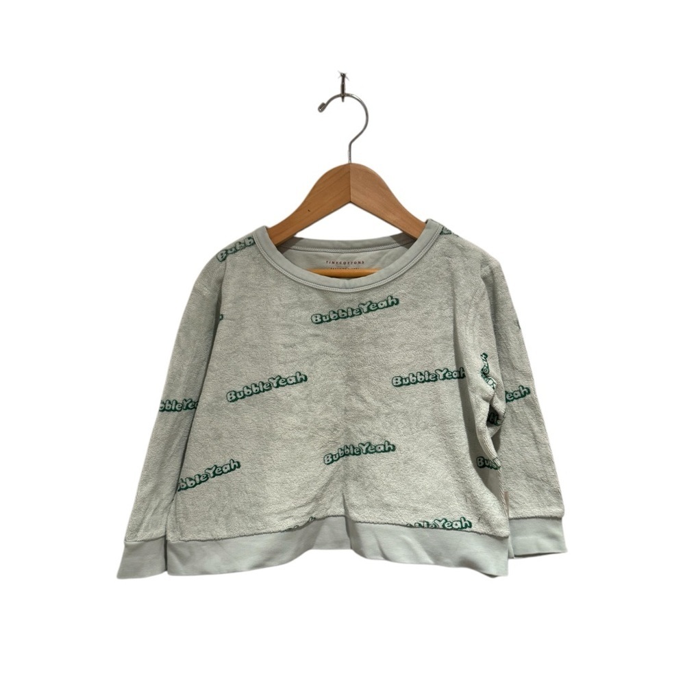 TINYCOTTONS Kids Green Terrry Boxy Sweatshirt - size 4